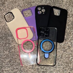 Stylish Phone Case Set - Black, Purple, Pink, Blue, Cream IPhone 15 pro max